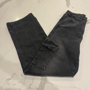 Jessica Simpson Women's Jenna Cargo Pants Size 4 Charcoal Denim Cargo Pockets